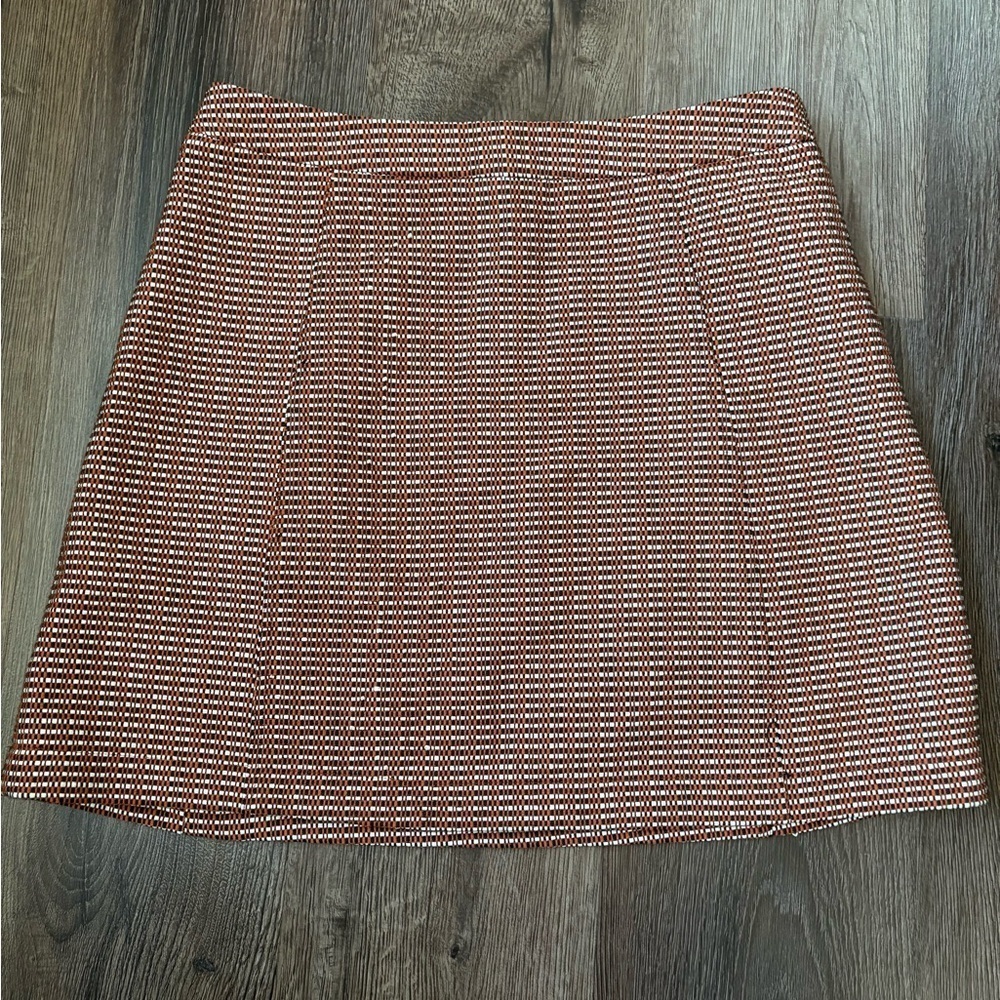 Topshop Black, White & Rust Printed Skirt – Size 8 - Picture 2 of 12